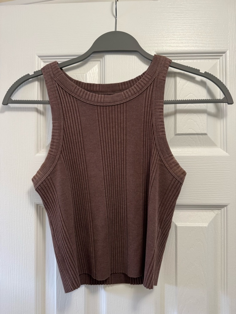 aerie Ribbed Crop Tank Top - Brown